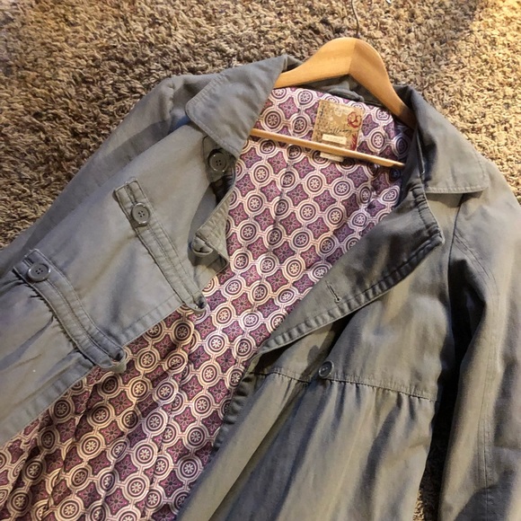 Billabong Grey Trench Coat | juniors size L - Picture 3 of 5